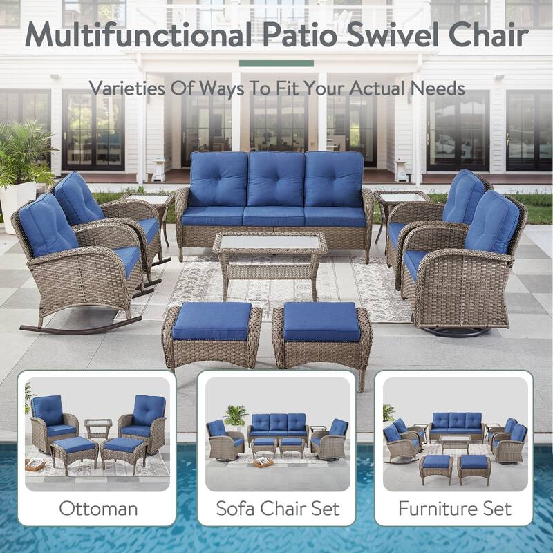 Pocassy Patio Swivel Rocker Chairs with Side Table