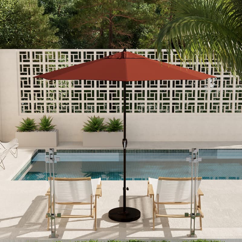North Bend 9-foot Crank Lift Auto Tilt Patio Umbrella with Outdoor Rated Olefin fabric by Havenside Home - Terrace Adobe