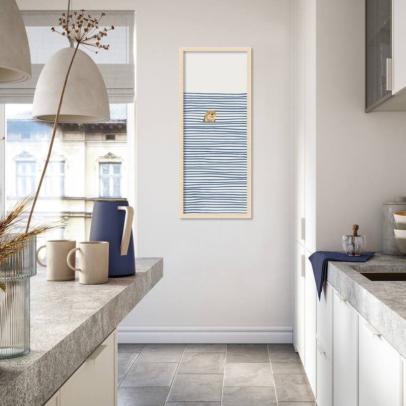 Amanti Art 18 x 42, Framed Fabric Pinboard Otter in the Waves by Little Dean Printed Bulletin Board - Board Size 16 x 40