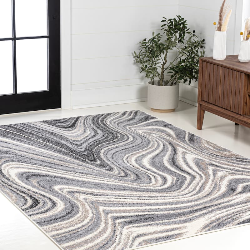 JONATHAN Y Zoe Contemporary Glam Abstract Marble Area Rug