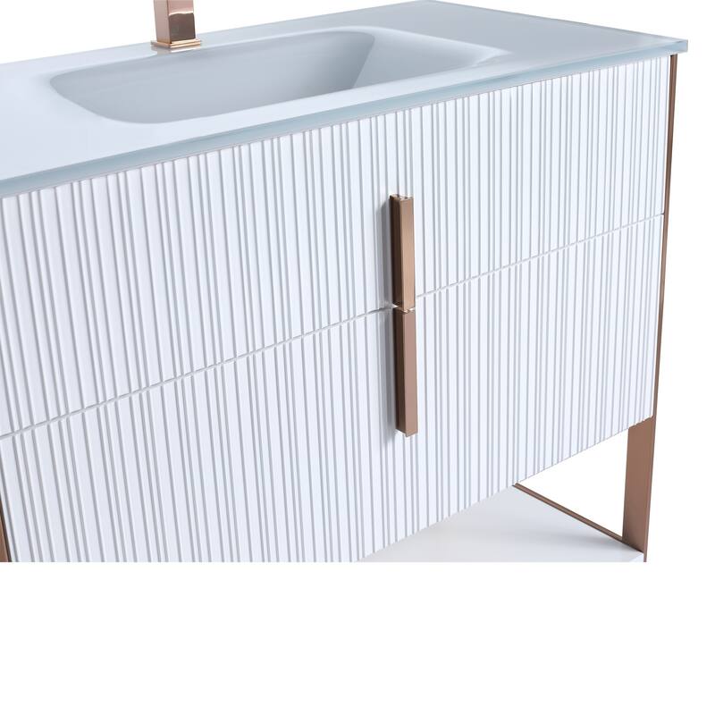 Fine Fixtures Serenity Modern Bathroom Vanity with White Glass Top