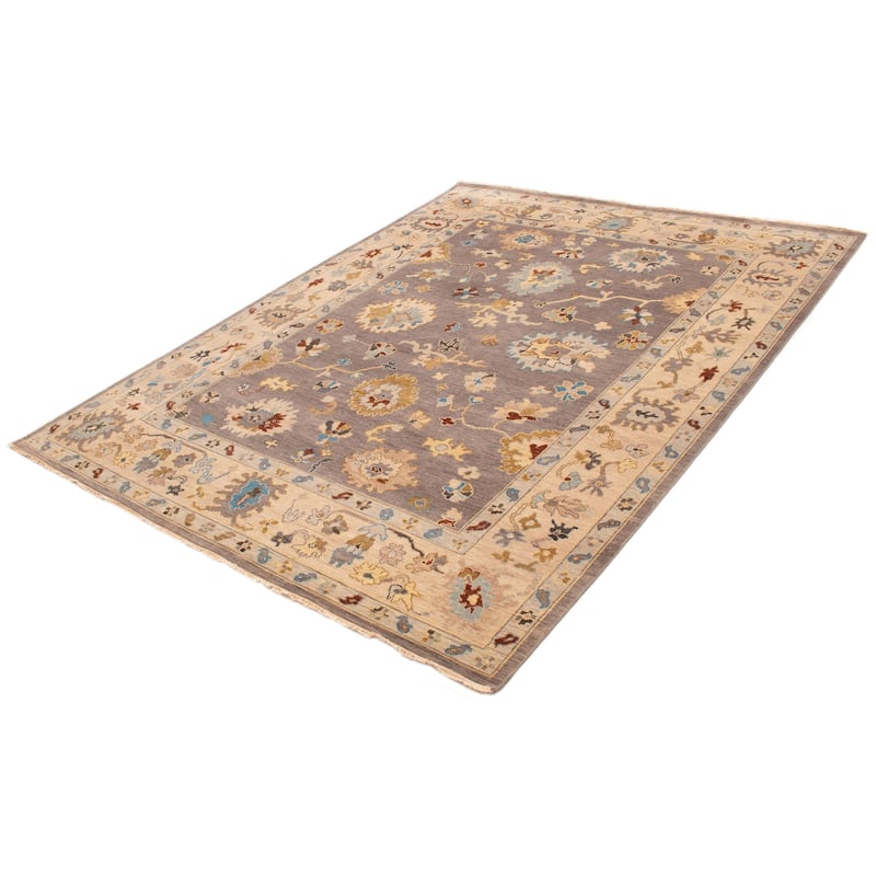 ECARPETGALLERY Hand-knotted Modern Oushak Grey Wool Rug - 8'10 x 11'8