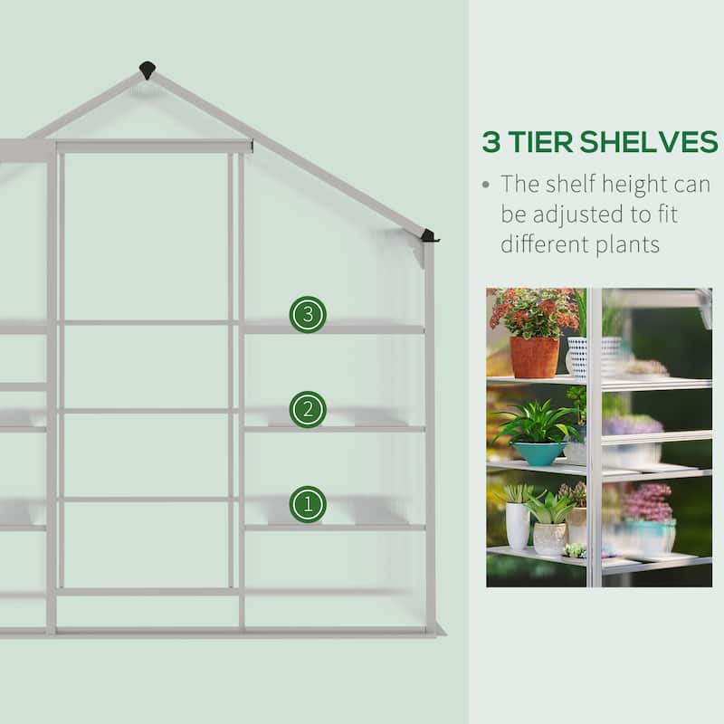Walk-in Greenhouse 3-Tier Shelves Green House