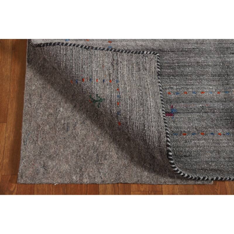 Hand Knotted Oriental 100% Wool Carpet Tribal Tribal Greys & Charcoal Gabbeh Area Rug - 5' 10'' X 4' 0''