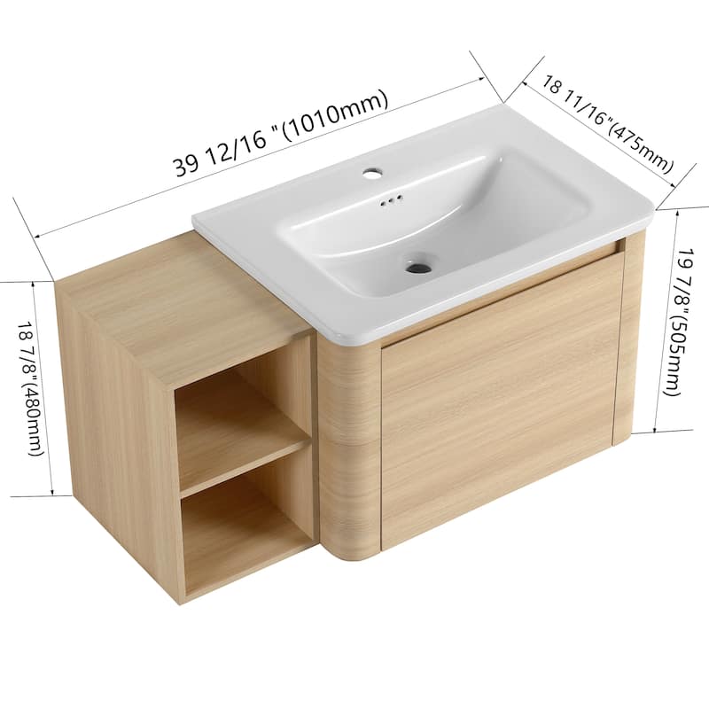 Bathroom Vanity With Sink In 24/28/36/40/60/68 Inch, Floating Bathroom Vanity With Soft Close Door