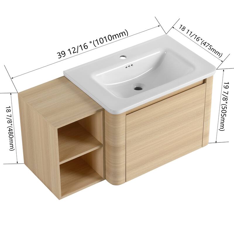 Beingnext 24''/28''/36''/40''/60''/68'' Floating Bathroom Vanity with Sink, Wall Mounted Bathroom Vanity with Soft Close Door