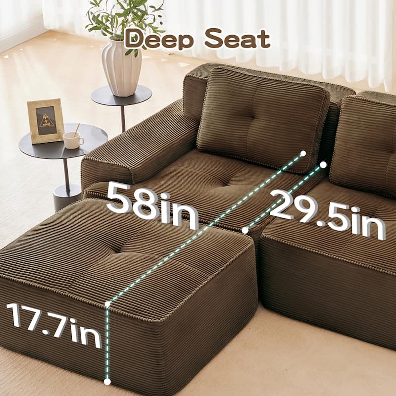 Modern U-Shaped Corduroy Sectional Sofa Couch with Removable Ottoman