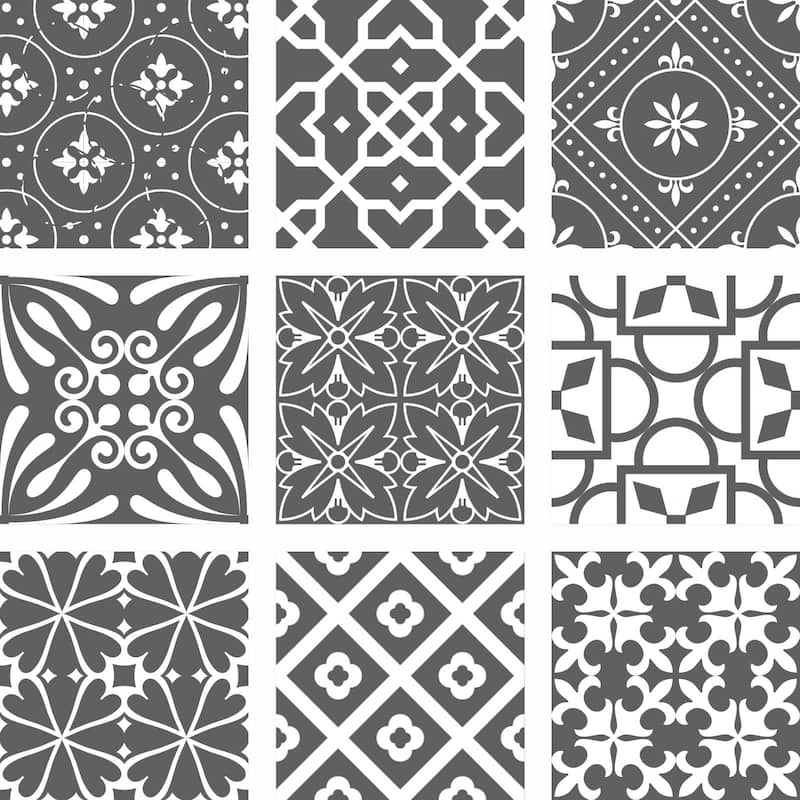 12" X 12" Gray and White Mosaic Peel and Stick Removable Tiles