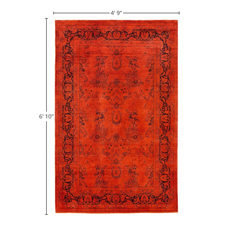 Overdyed One-of-a-Kind Hand-Knotted Area Rug - Orange - 4' 9" x 6' 10"
