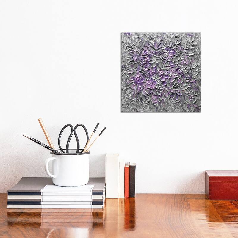 iCanvas "Cotton Candy Florals - Purple Gray" by Nada Khatib Canvas Print - 12x12x1.5