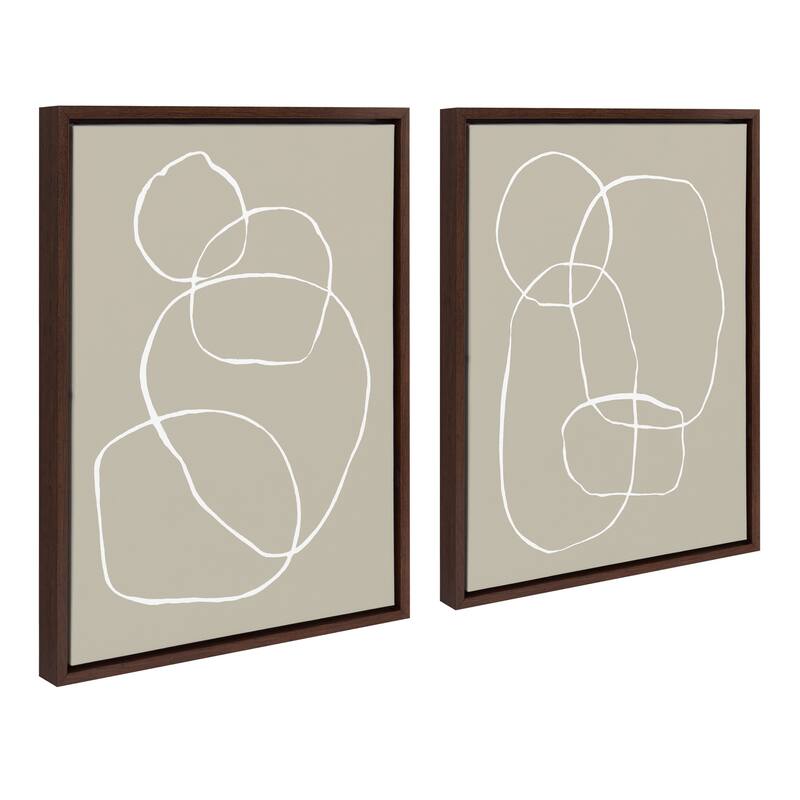 Kate and Laurel Sylvie Beige Circles Framed Canvas Set by Teju Reval