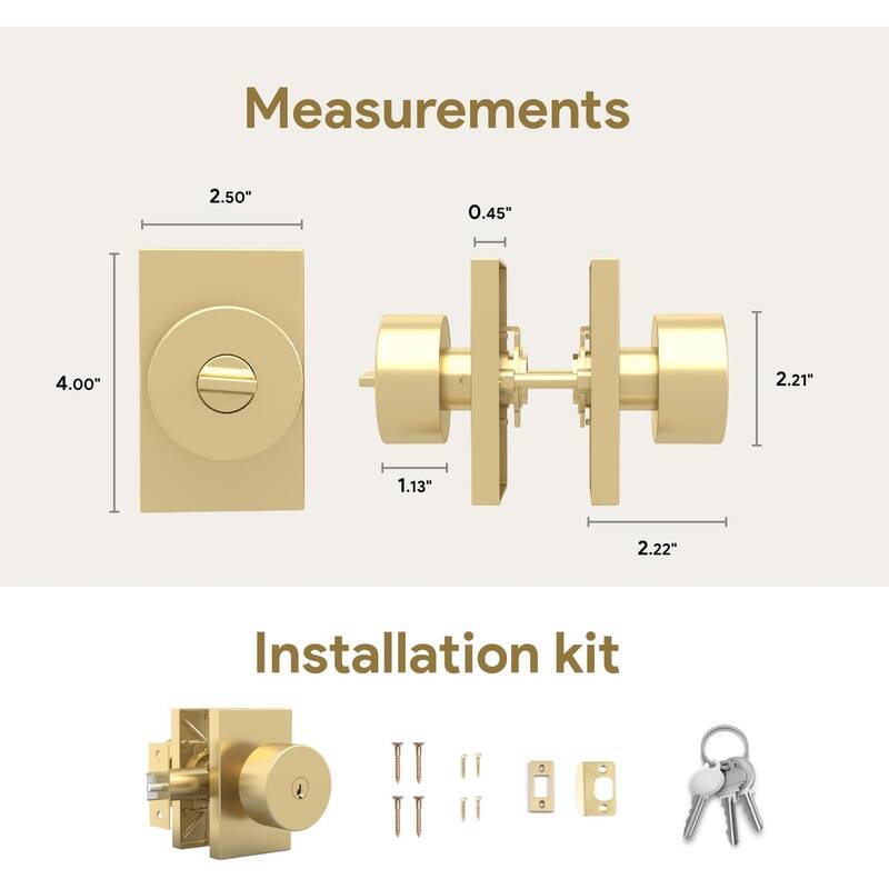 Mega Handles LAURA Entry Round Knob for Left or Right-Handed Doors, Interior/Exterior Door Levers I Reversible Handing
