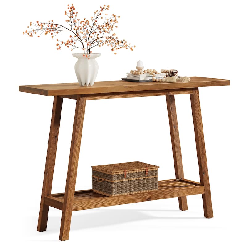 Solid Wood Console Table, Entryway Table with Storage Shelf, Couch Behind Sofa Table Hallway Foyer Accent Table