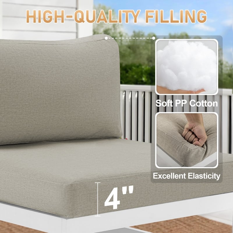 FINCATI 10-Piece Aluminum Patio Furniture Set, Outdoor Sectional Sofa with Cushions and Coffee Tables