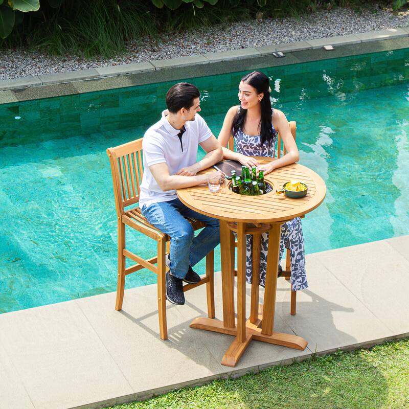 Cambridge Casual Chara Teak 3-piece Outdoor Bar-height Bistro Set