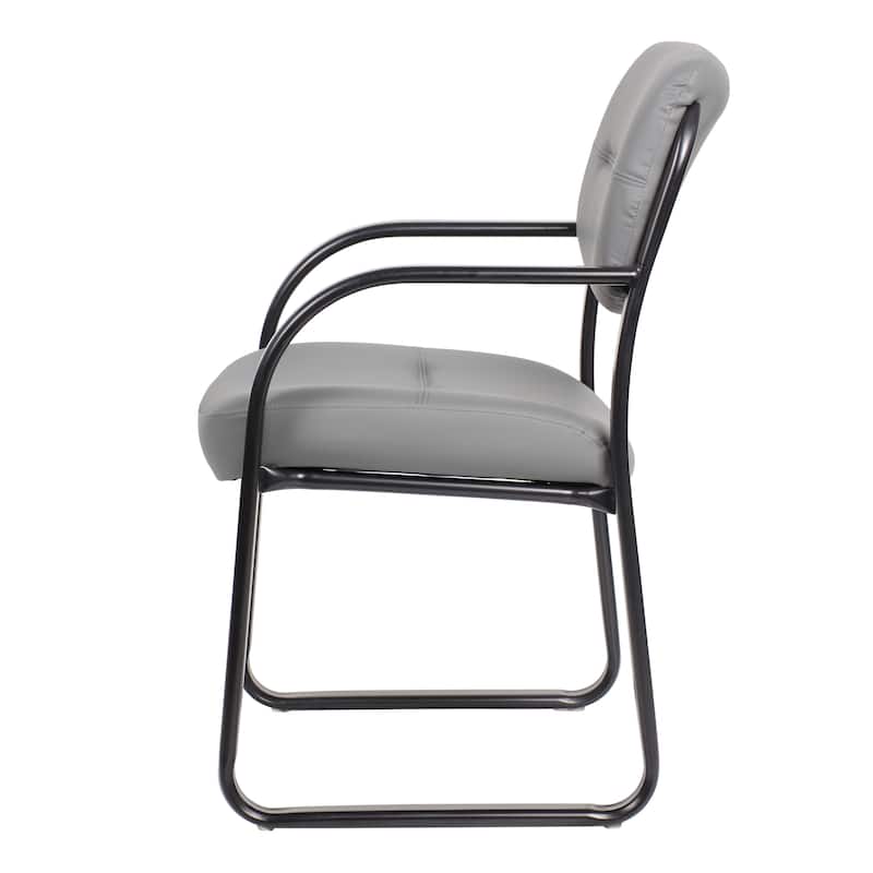 Boss Leather Sled Base Side Chair