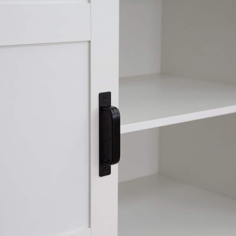 Tall Bedroom Armoire Wardrobe Closet - Clothing Storage Cabinet with Hanging Rod, Barn Doors