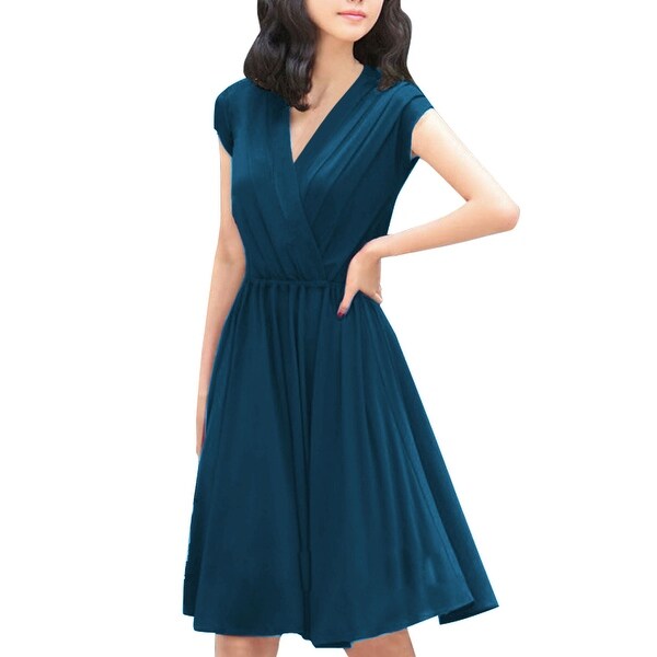 dark blue knee length dress