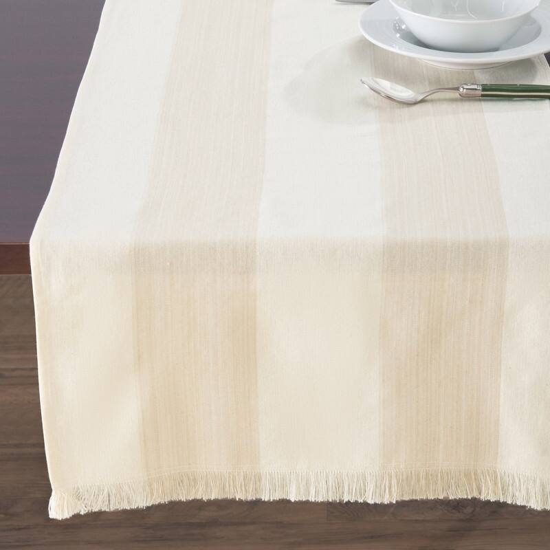 French Home 18" x 57" Cream and Tan Striped Runner - 18" x 57"