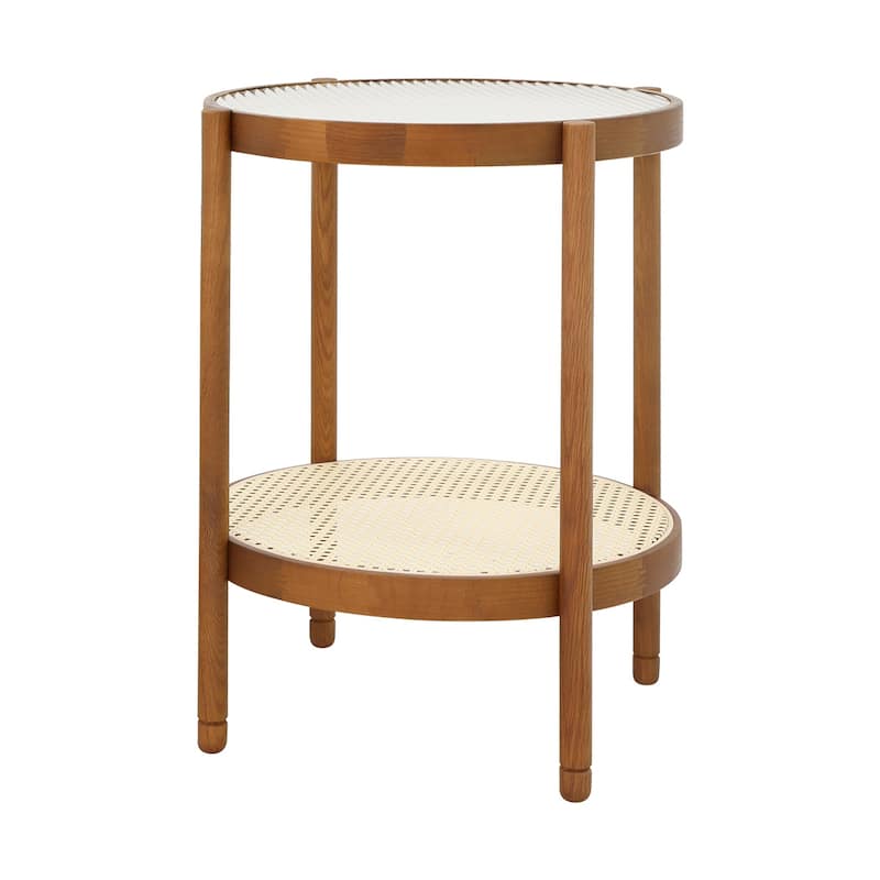 Modern Coffee Table Set Farmhouse Nesting Round Coffee Tables with 2 Tiers of Storage, for Living Room - 1 Item, Side Table