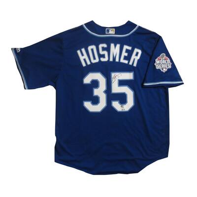 Eric Hosmer Autographed Royals 2015 World Series Signed Authentic Baseball Jersey MLB & Fanatics COA - 8'6" x 11'6"