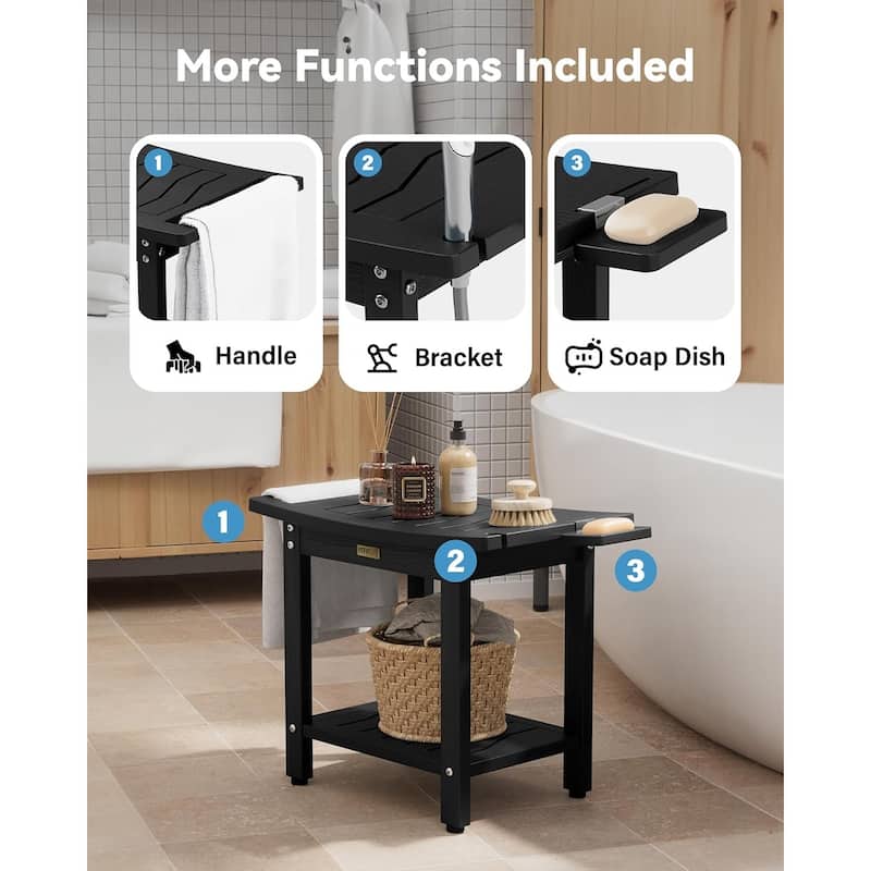 WINSOON 21 Inch Waterproof Shower Bench, 2-Tier Shower Chair Shower Stool with Non-Slip Feet and Handle