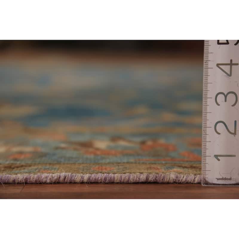 All-Over Floral Blue Tabriz Persian Area Rug Hand-Knotted Wool Carpet - 7'10"x 11'0"