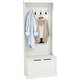 preview thumbnail 28 of 33, HOMCOM 28" 3-In-1 Entryway Hall Tree with Storage Bench, Coat Rack with Four Hooks and Shoe Storage, Gray
