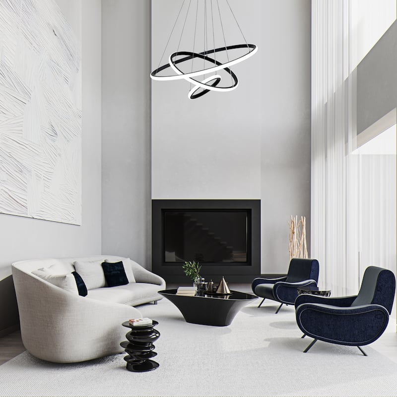 LED Tiered Linear Design Chandelier, Classic Semi Flush Mount Chandelier, Living Room Kitchen Island Dining Foyer Pendant Light