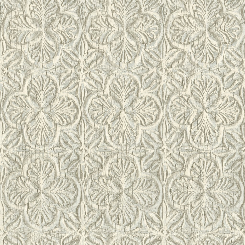 Chesapeake Karachi Aqua Wooden Damask Wallpaper