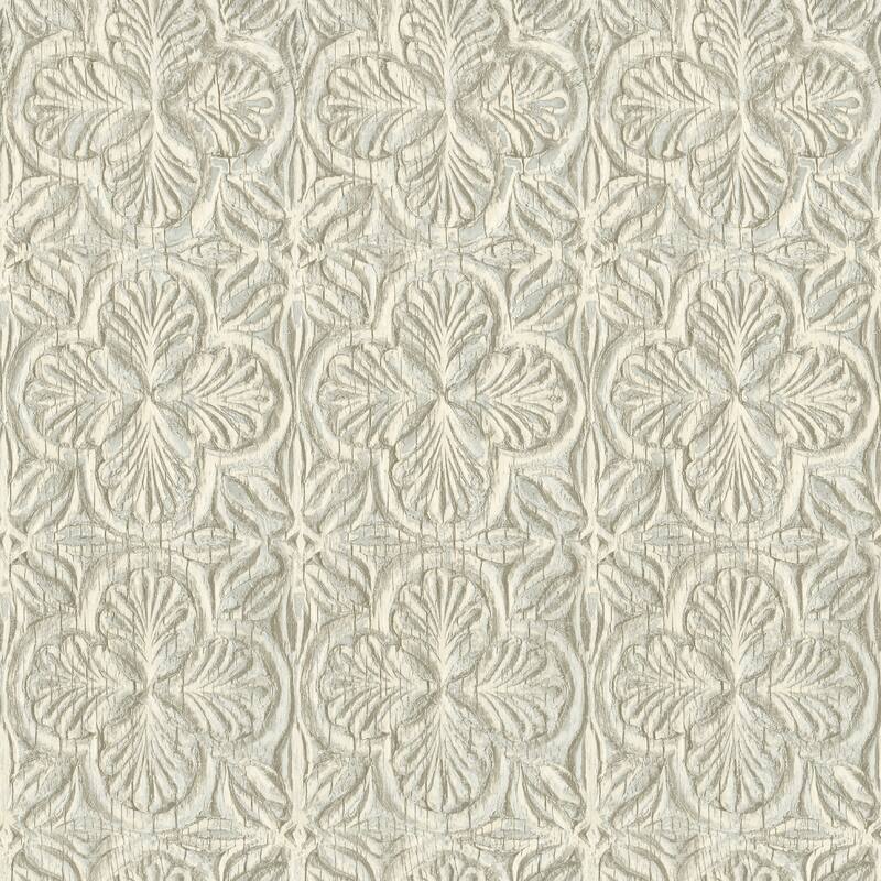 Chesapeake Karachi Aqua Wooden Damask Wallpaper