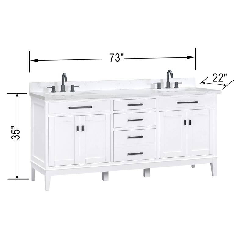 Avanity MADISON-VS73-E Madison 72" Free Standing Double Basin Vanity