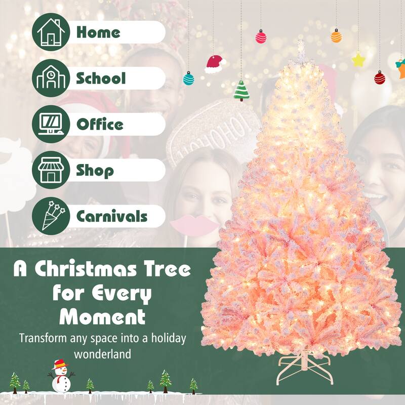 Costway 5/6/7/8 FT Artificial Christmas Tree with 180/250/350/470 Warm - See Details