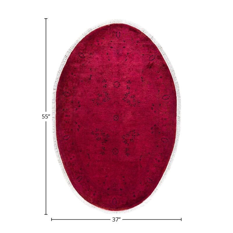 Fine Vibrance, One-of-a-Kind Hand-Knotted Area Rug - Red, 3' 1" x 4' 7" - 3' 1" x 4' 7"