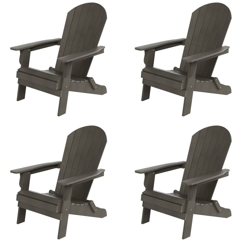 Vineyard HIPS Outdoor Folding Eco-Friendly All Weather Seashell Adirondack Chair (Set of 4)