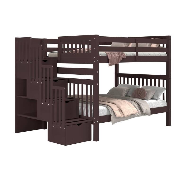 Taylor & Olive Trillium Full over Full Stairway Bunk Bed