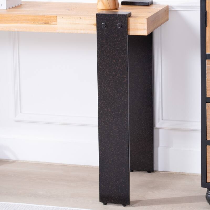 Rustic Industrial Console Table - 60" Entryway Table with Engineered Wood Top & Distressed Faux Rust Metal Legs