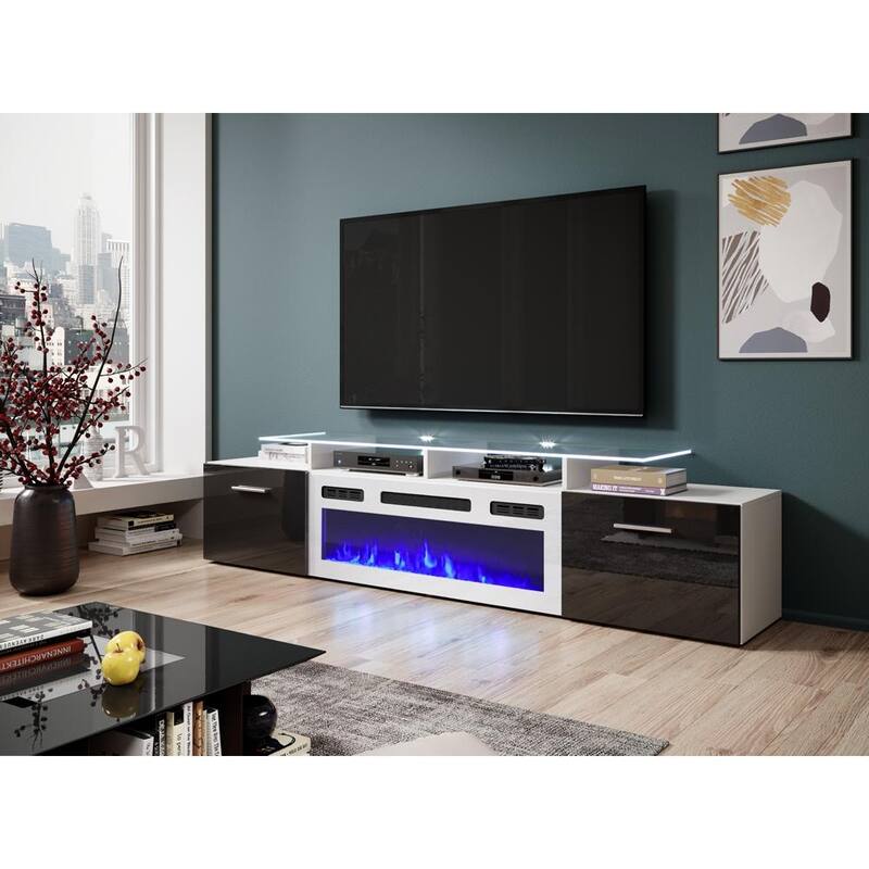 Rova WH-EF Electric Fireplace Modern 75" TV Stand