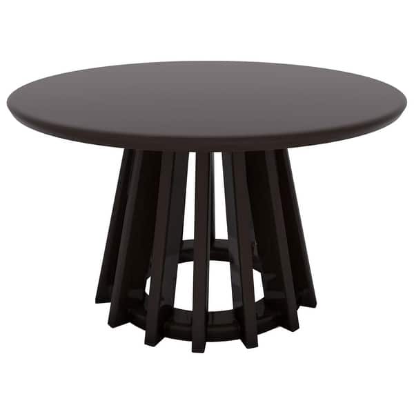 slide 2 of 11, Black 31" Round Coffee Table Modern Mid-Century Wood Slatted Base - 19x20 19x20 - Black - Wood