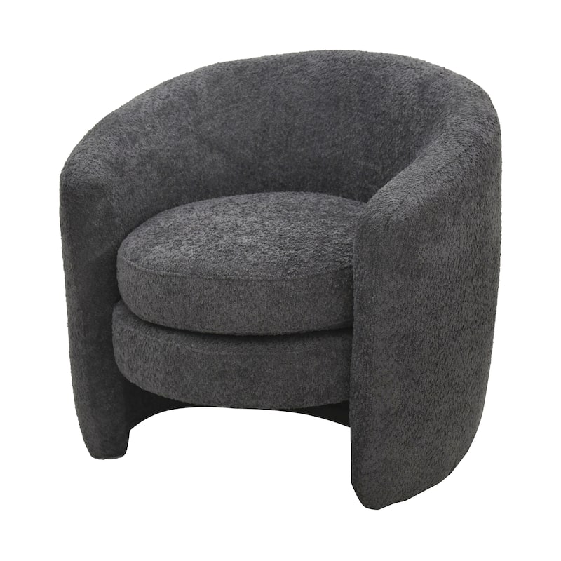 Modern Curved Back Upholstered Accent Chair, Soft Cozy Boucle Fabric, Comfortable Plush Seating, No Assembly Required