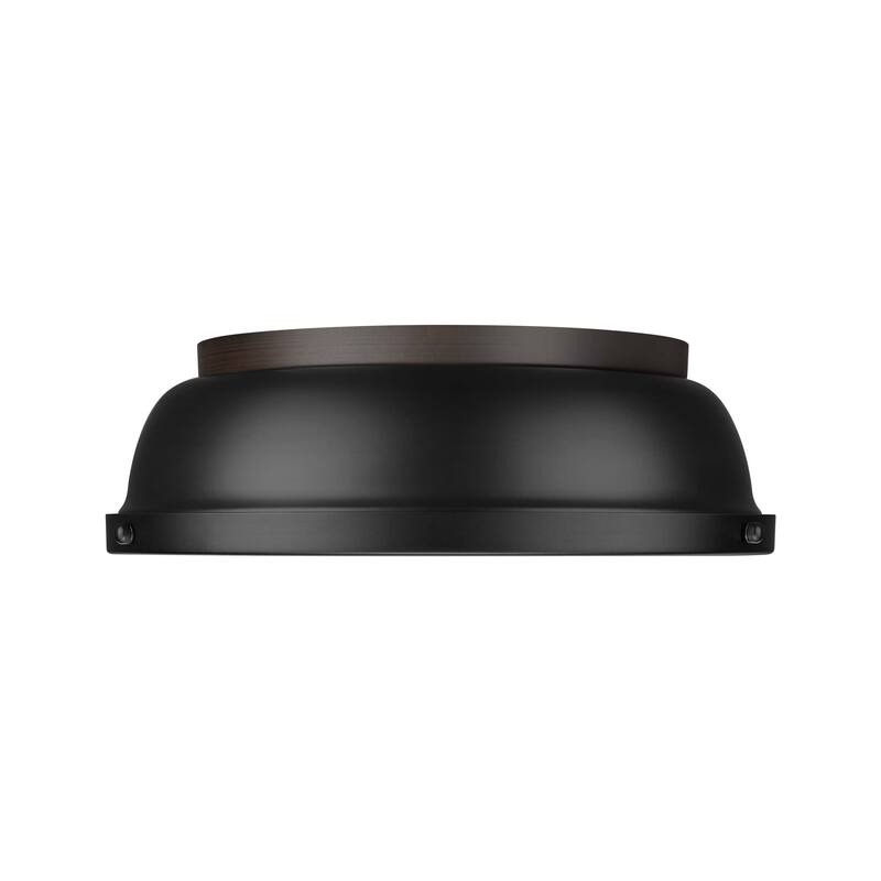Yep by Golden Lighting Duncan 2-light Flush Mount in Rubbed Bronze and Matte Black shade