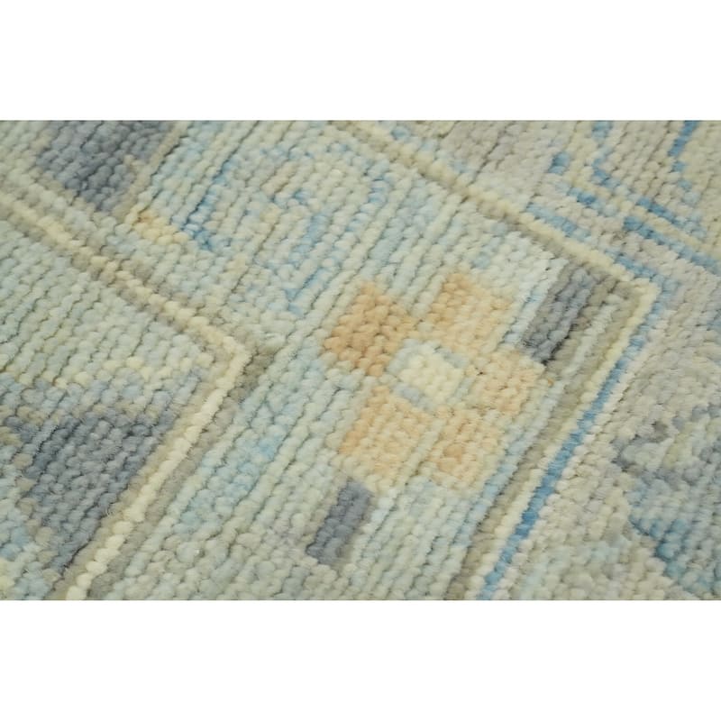 Vegetable Dye Wool Oushak Turkish Area Rug, Floral Geometric Carpet - 11' 8'' X 9' 0''