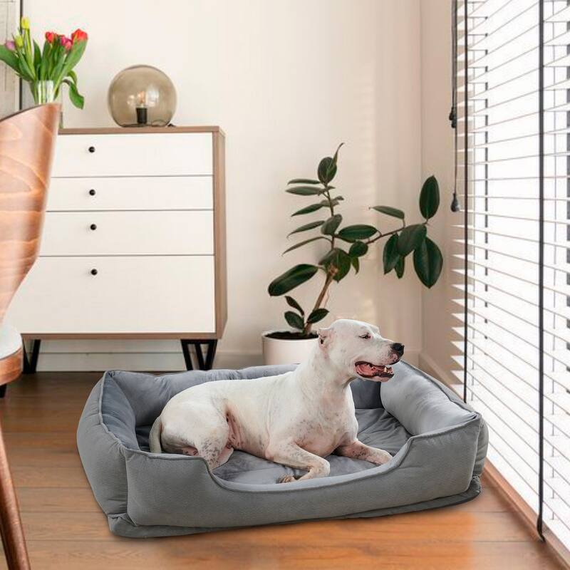 Textured Plush Rectangle Pet Bed