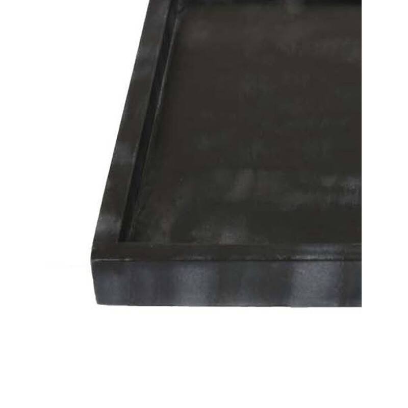Tro Square Tray, 10 Inch, Raised Edges, Black Tonal Veined Marble