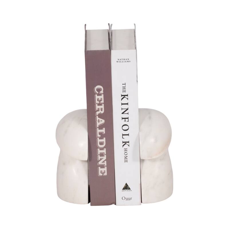 Decorative Marble Mushroom Bookends - Set of 2, 6", White - 6.0"