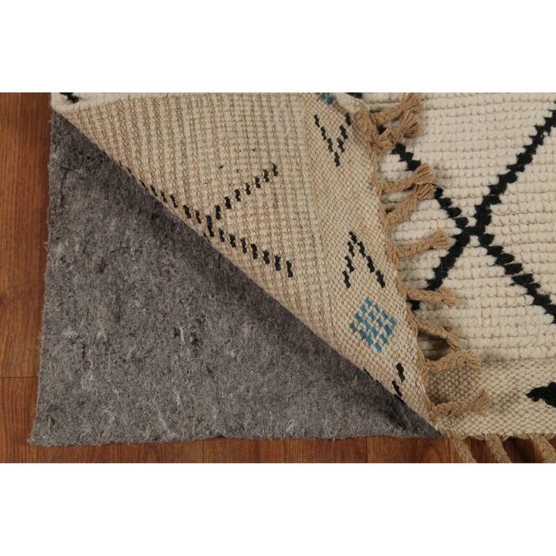 Moroccan Oriental Runner Rug Handmade Wool Carpet - 4'1"x 13'4"