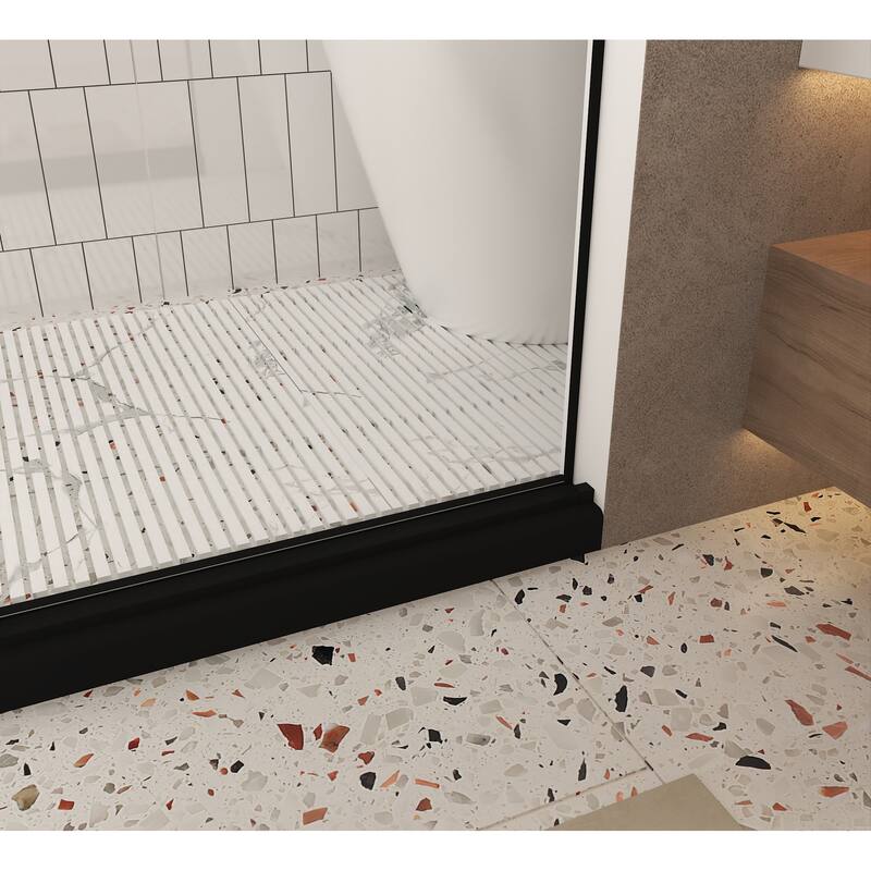 GDFStudio - Aldridge Frameless Sliding Bathroom Shower Door, Adjustable Width with Clear Tempered Safety Glass