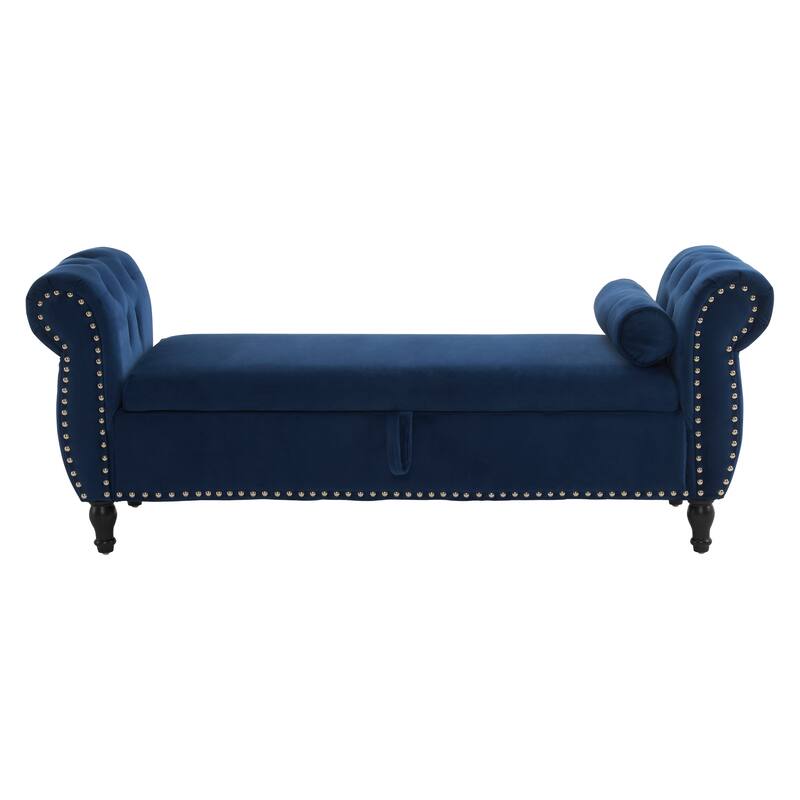 Xanthia Traditional Velvet Multifuntional Storage Ottoman Bench with Pillow by Christopher Knight Home