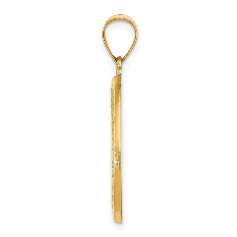 Curata 14k Yellow Gold 18" Polished and Satin St. Christopher Medal Pendant Necklace