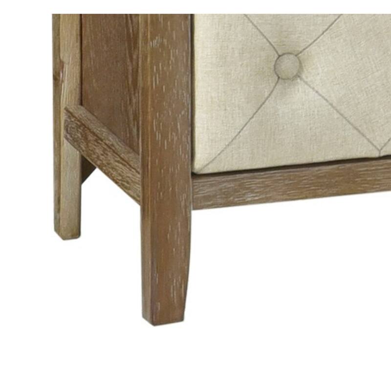 Moni 24 Inch Nightstand, 2 Drawers, Beige and Walnut Brown Wood Frame